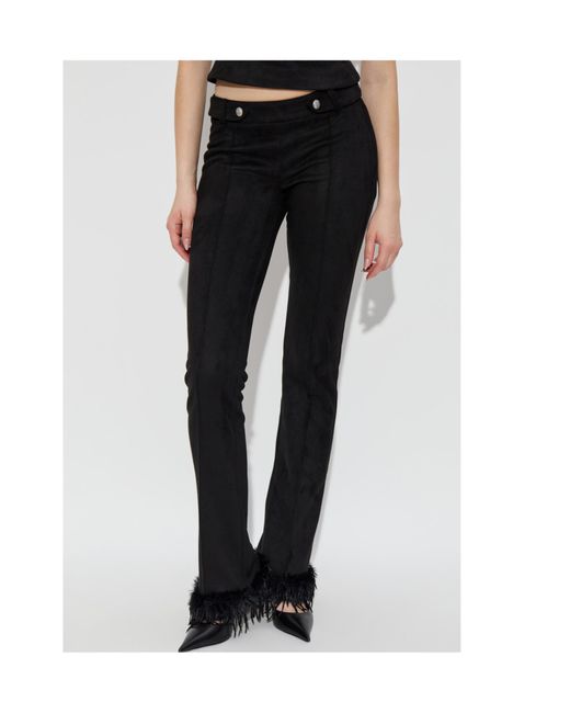 M I S B H V Black Feather-Trim Trousers