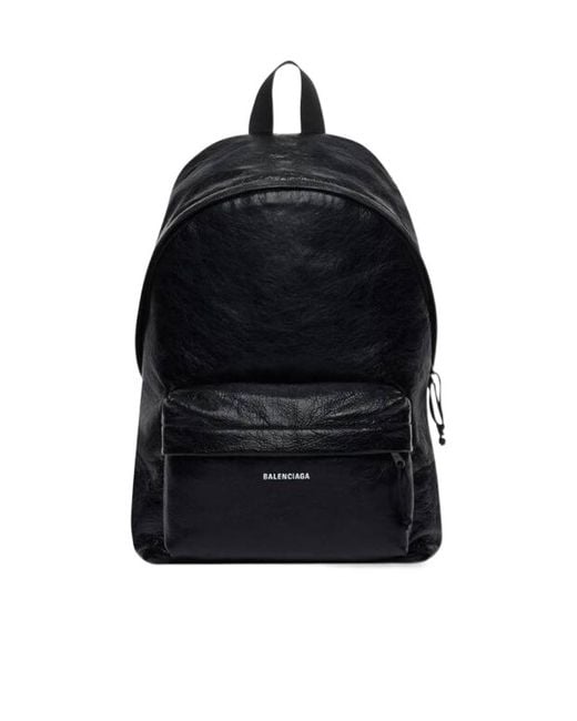 Balenciaga Black Explorer Logo Printed Backpack for men