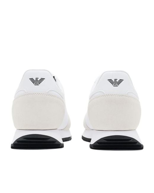 EA7 Blue Logo-Print Panelled Sneakers for men