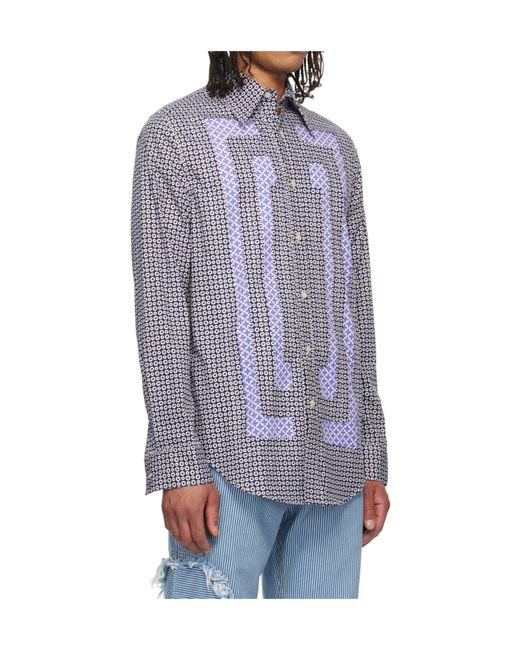 Edward Cuming Blue Flower Cotton Scratch The Itch Shirt for men