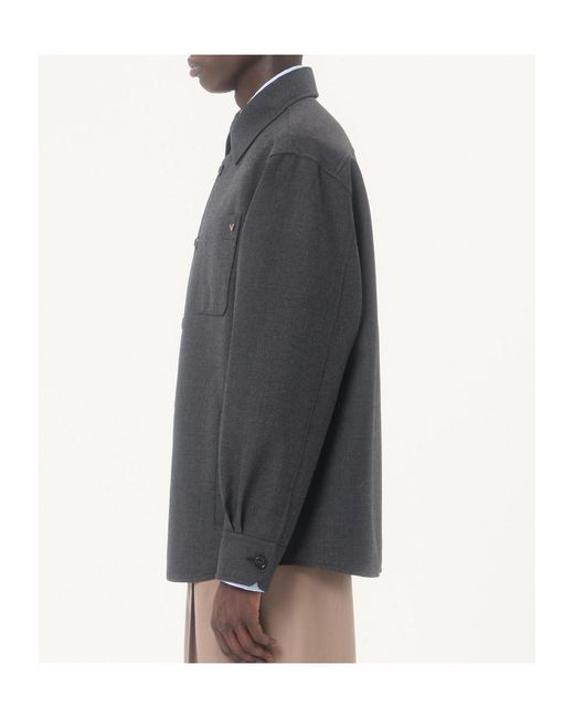 Valentino Gray Vgold Button-Up Shirt Jacket for men