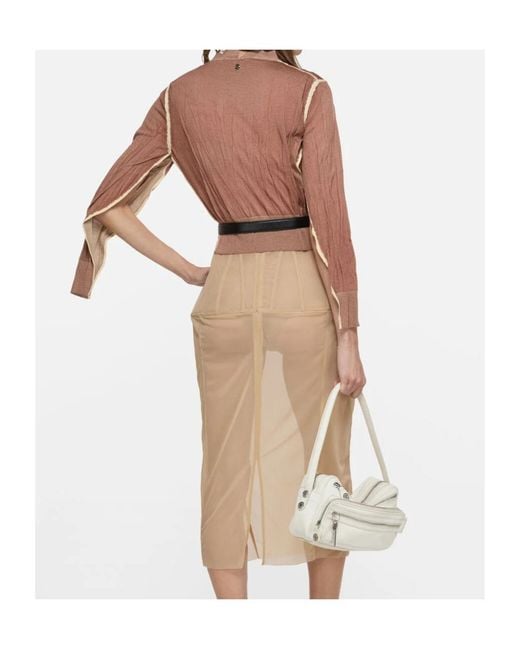 Acne Brown Crumpled V-Neck Knitted Sweater