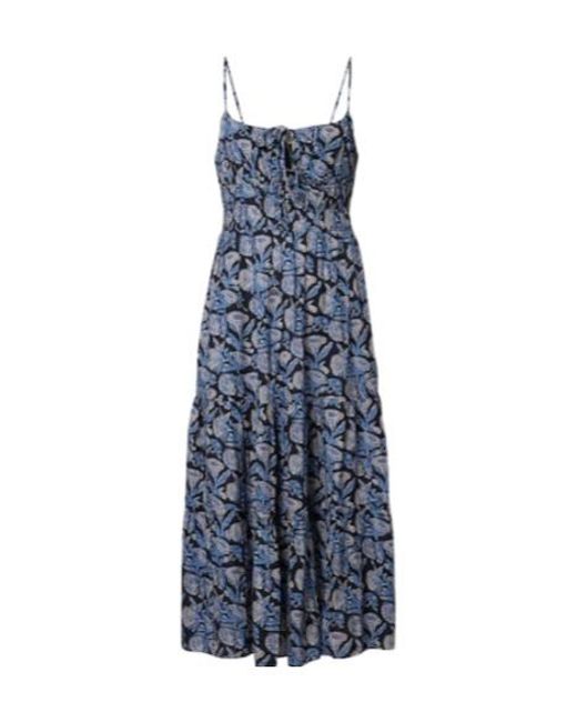 Ulla Johnson Blue Aydin Floral Cotton-Blend Midi Dress