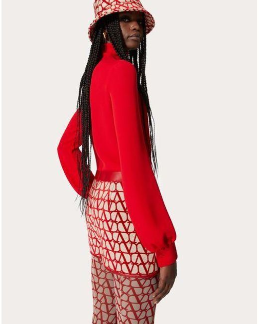 Valentino Red Logo-Pattern Short Jumpsuit