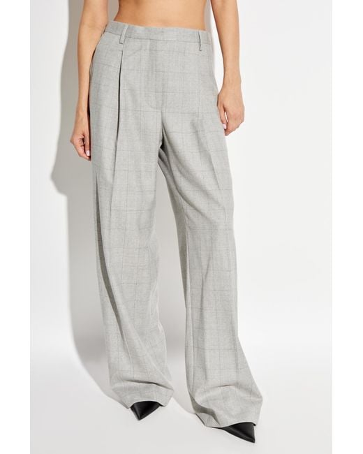 Dries Van Noten Gray Checked Pleated Trousers