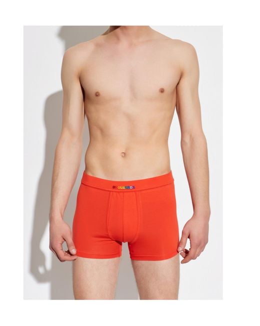 DSquared² Red Branded Boxer Briefs for men