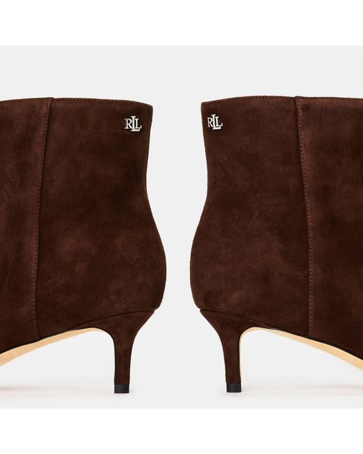 Ralph Lauren Brown Side Zipper Ankle Boots