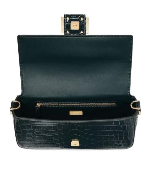 Fendi Black Baguette Racing Crocodile Bag