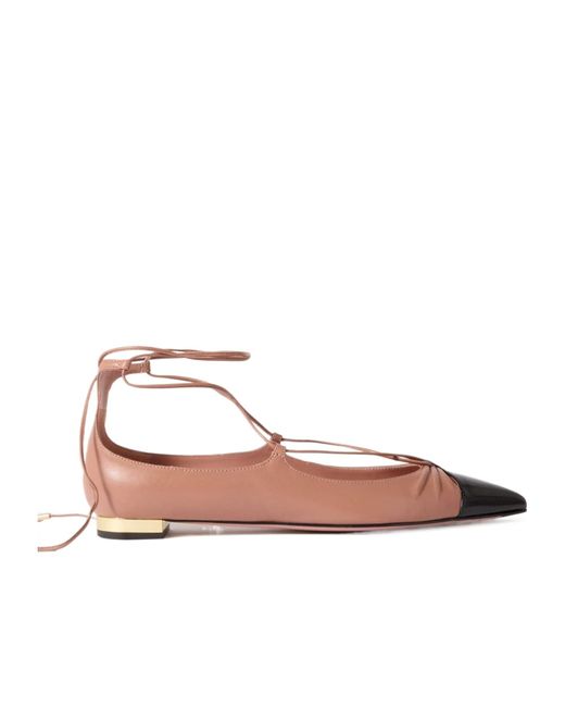 Aquazzura Pink Gabi Pointed-Toe Ballet Flats