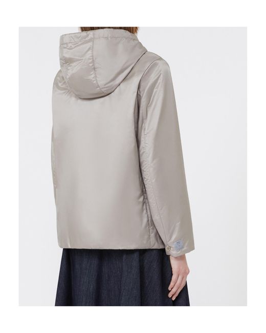 Max Mara Gray Padded Water-Repellent Hooded Jacket
