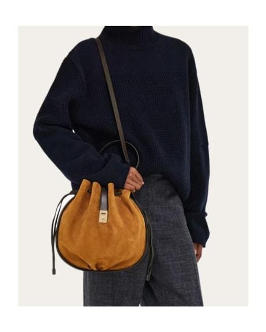 Ferragamo Brown Hug Bucket Bag