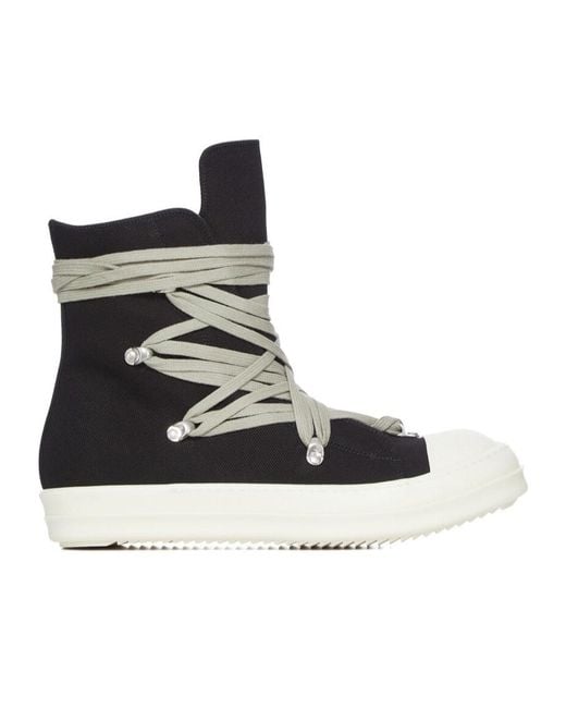 Rick Owens Black Megalace High-Top Sneakers for men