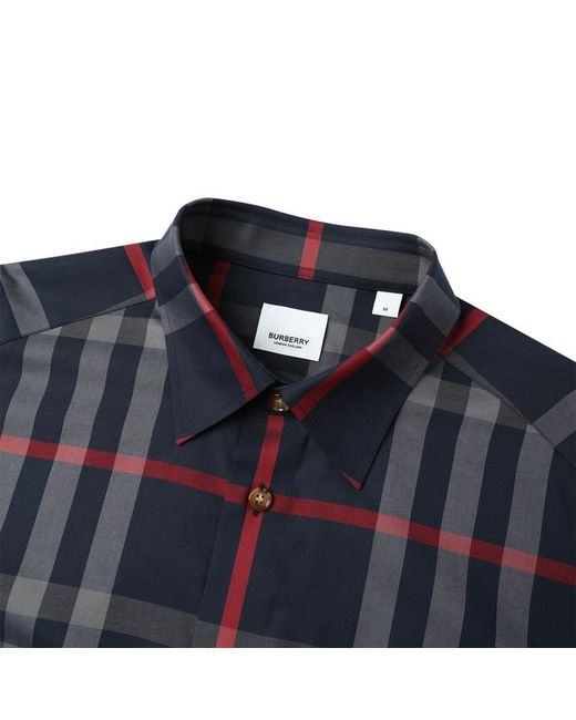 Burberry Blue Checkered Shirt for men