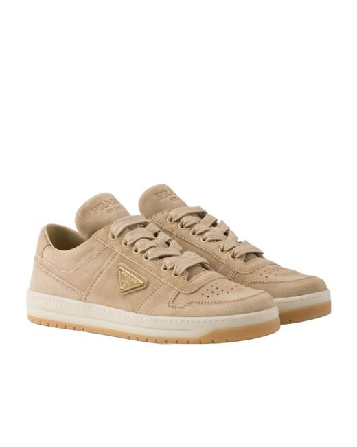 Prada Natural Downtown Lace-Up Sneakers