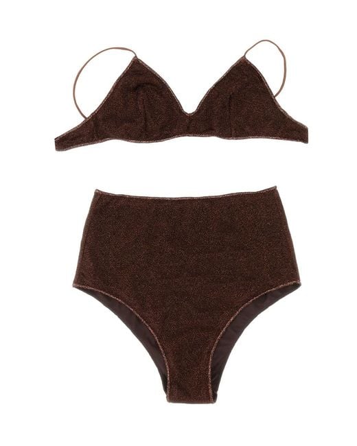 Oseree Brown Metallic-Detail Two-Piece Bikini