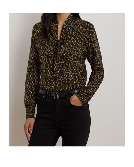 Ralph Lauren Brown Real Leather Long-Sleeve Blouse