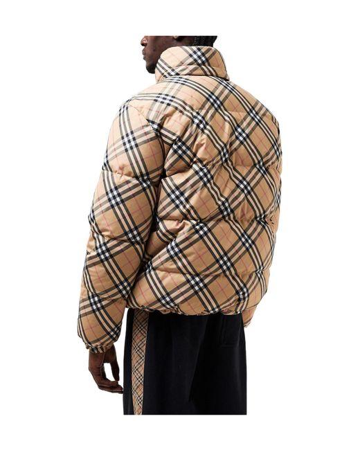 Burberry Brown Medium Check Down Jacket for men