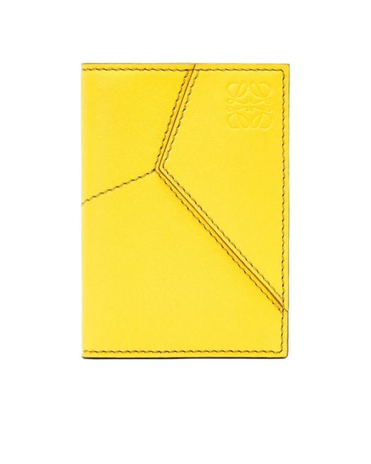 Loewe Yellow Puzzle Stitches Bifold Cardholder for men