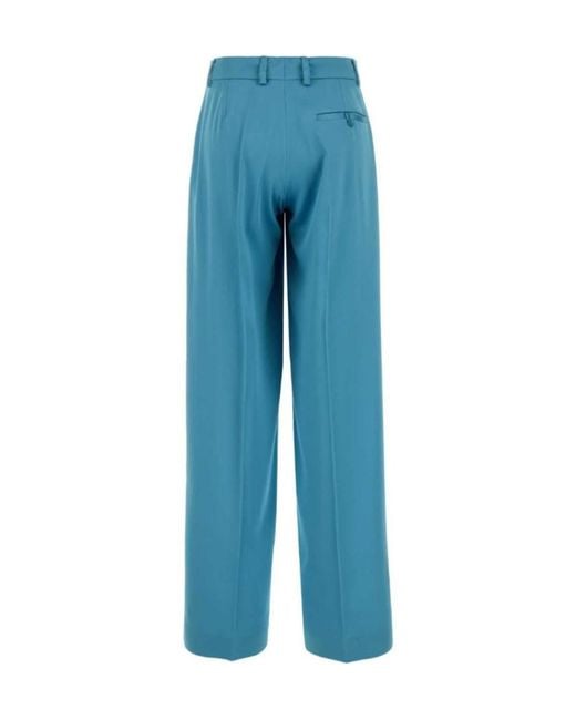 Stella McCartney Blue Pleated Straight Leg Trousers