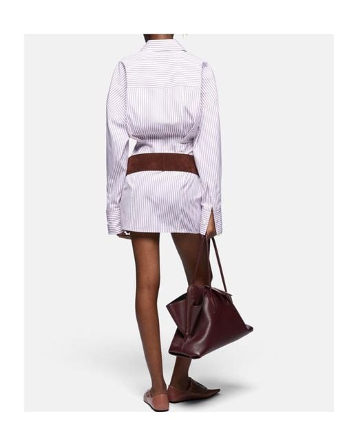 The Attico Purple The Striped Poplin Shirt Dress