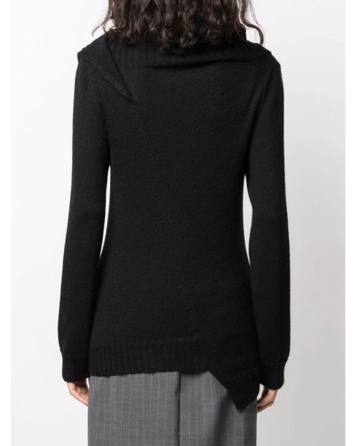 Ann Demeulemeester Black Asymmetrical Cowl-Neck Jumper