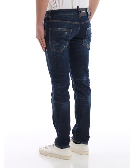 DSquared² Blue Faded Stretch Denim Five-Bag Jeans for men