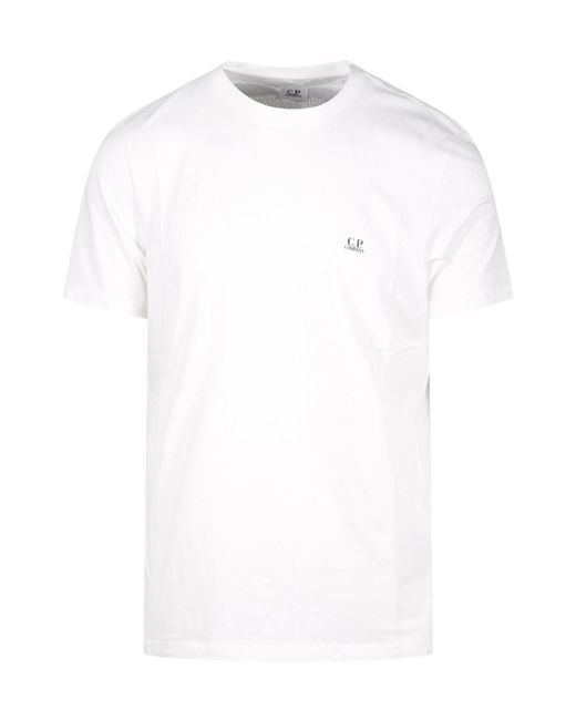 C P Company White Short-Sleeved Round Neck T-Shirt for men