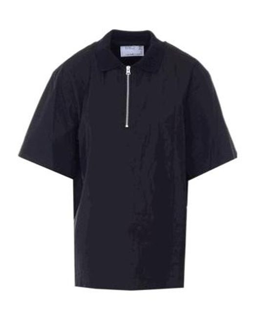 Sacai Blue Half-Zip Short-Sleeve Polo Shirt for men