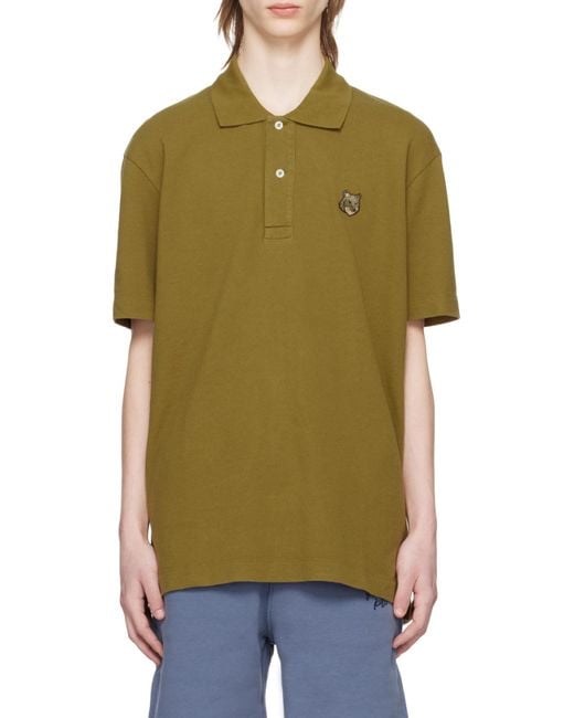 Maison Kitsuné Green Maison Kitsuné Bold Fox Head Patch Polo Shirt for men