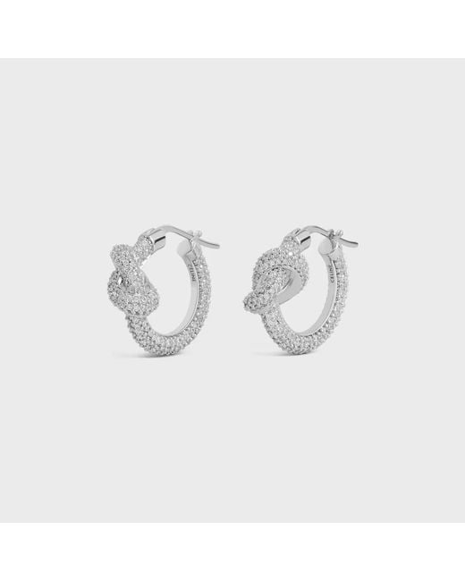 Céline White Knot Sparkle Hoops