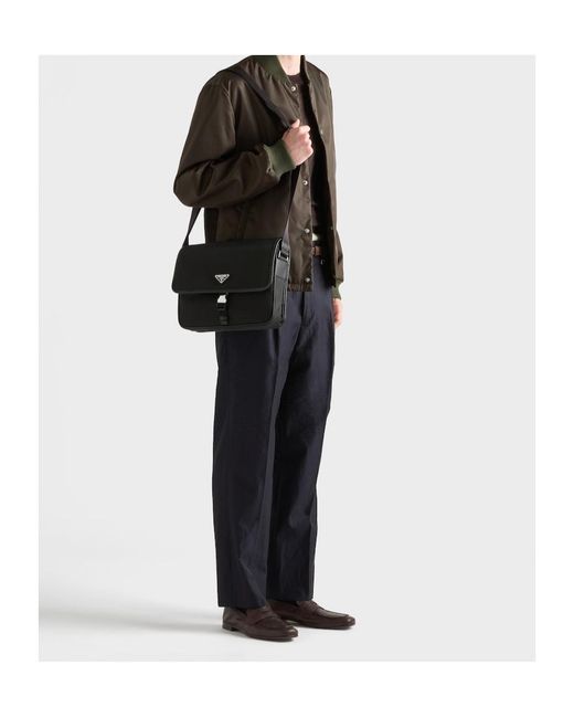 Prada Black Re-Nylon Buckled Shoulder Bag for men
