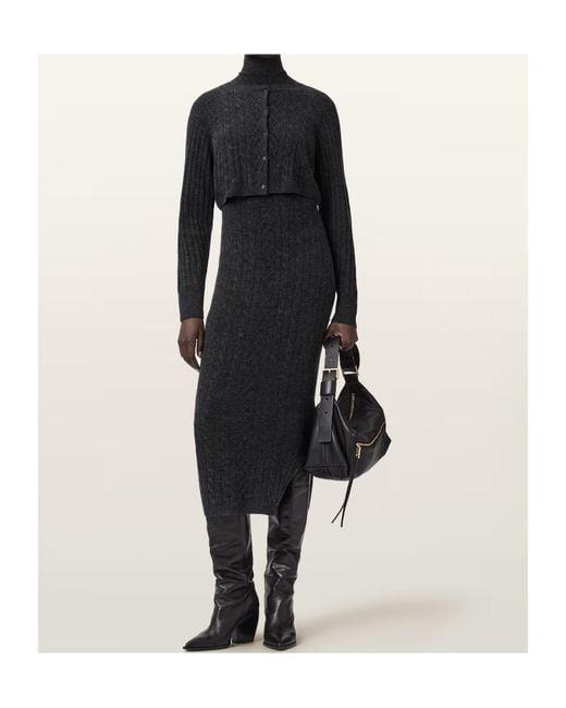 AllSaints Black Sabine 2-In-1 Maxi Dress