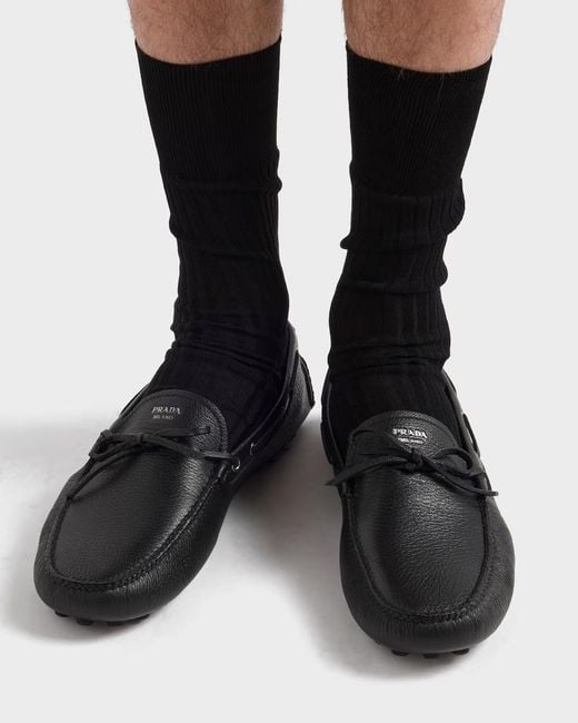 Prada Black Leather Driving Shoe for men