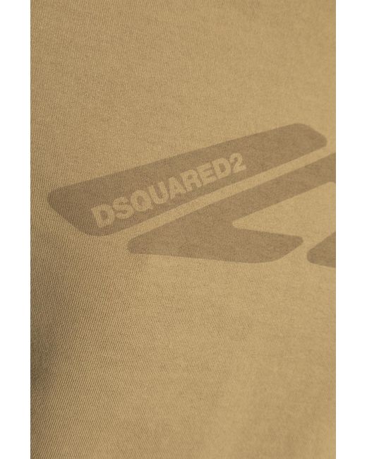 DSquared² Natural Icon Printed Cropped T-Shirt