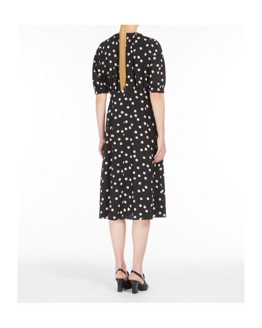 Max Mara Black 'S Demetra Polka Dot Printed Dress