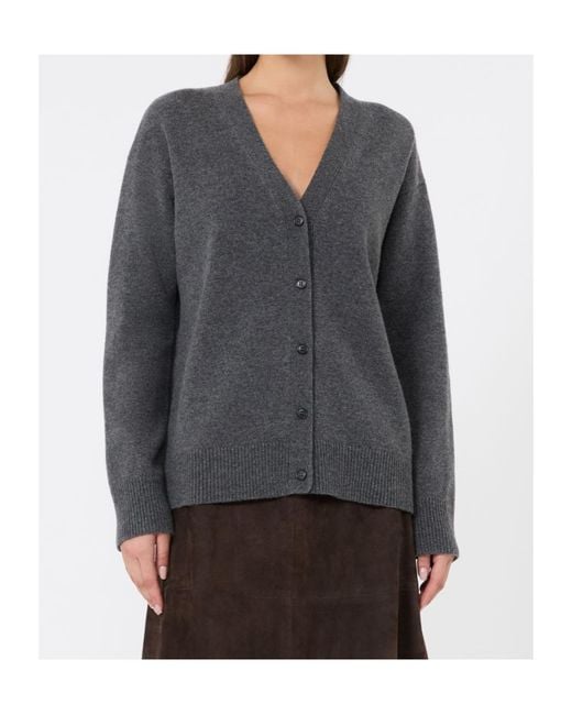 Max Mara Gray Button-Up V-Neck Cardigan