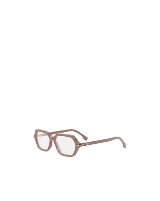 Fendi White Eyewear Selleria Geometric Frame Glasses