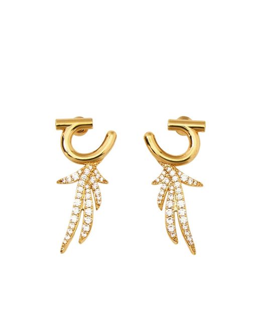 Ferragamo Metallic Ferragamo Eyewear Crystal Drop Earrings