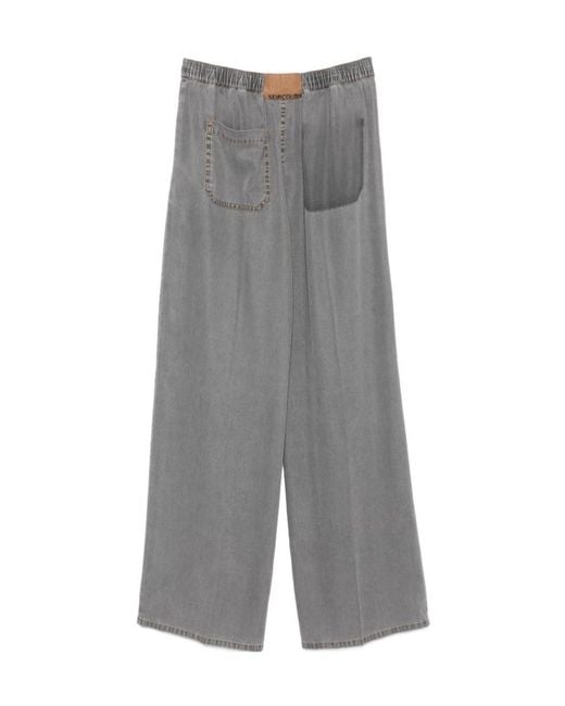 Semicouture Gray Debora Elasticated-Waist Trousers