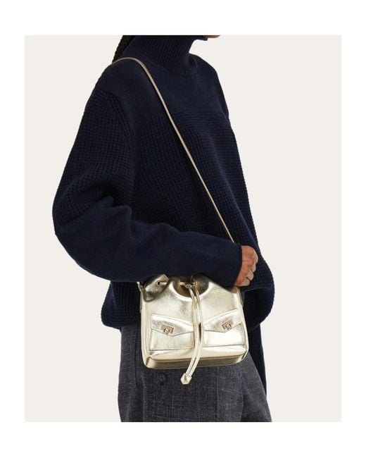 Ferragamo White Multipocket Bucket Bag