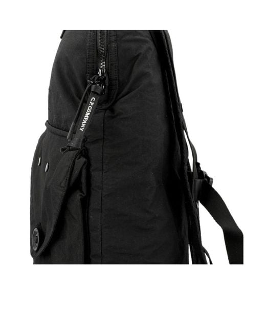 C P Company Black Zippered Backpack for men