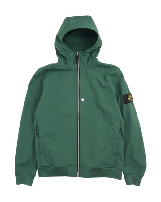 Stone Island Green Logo Patch Zip-Up Hooded Jacket for men