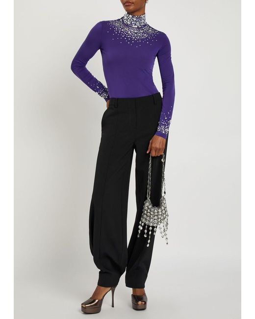 Rabanne Purple Stud-Embellished Stretch-Jersey Top