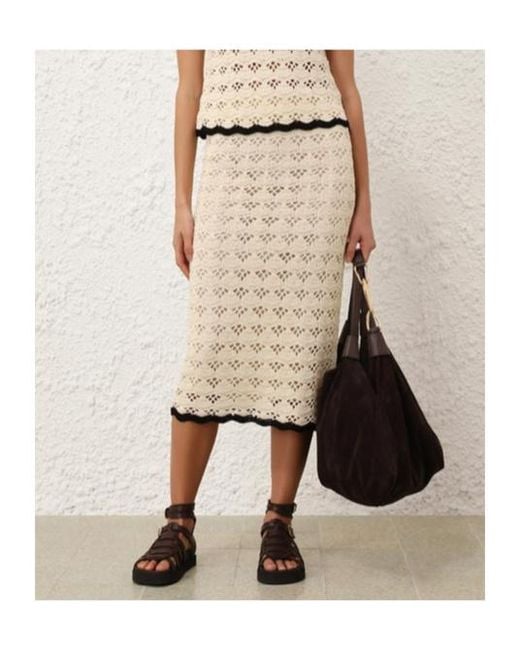 Zimmermann White Rhiannon Crochet Midi Skirt