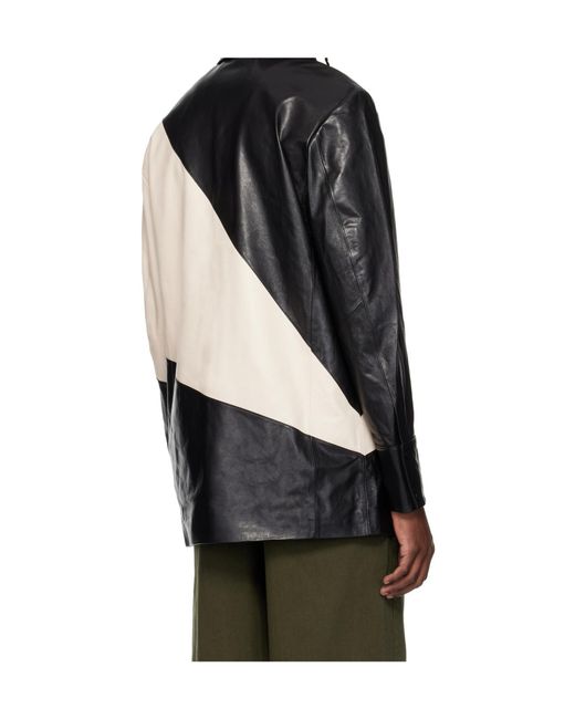 Entire studios Black Block Leather Shirt for men