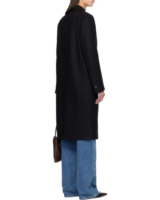 Totême Black Single-Breasted Wool Coat