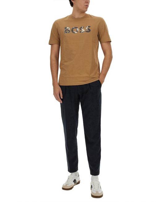 Boss Multicolor Boss Logo Printed Crewneck T-Shirt for men