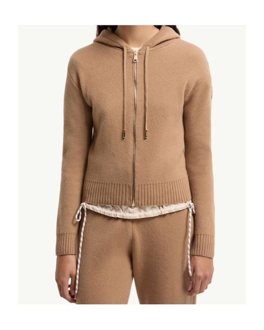 Moncler Natural Logo Patch Zip-Up Cardigan