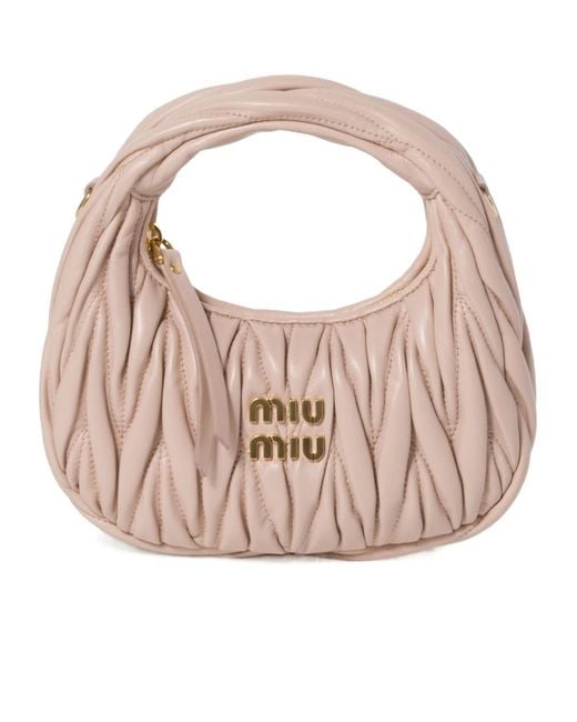 Miu Miu Pink Wander Matelassé Nappa Leather Hobo Mini-Bag