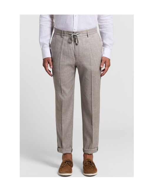 Peserico Gray Drawstring Cuffed Trousers for men
